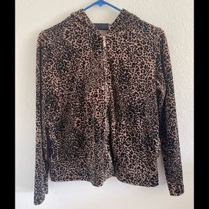 crazy horse by liz claiborne velour animal print zip up